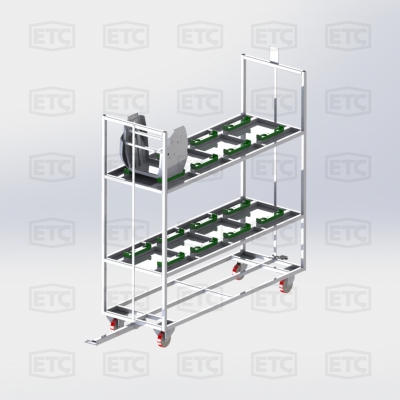 Chariot de transport de console de siège.